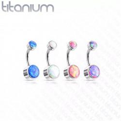 Titanium banana earring for navel piercing PiercedFish TIN06 (stones 4 and 6 mm)