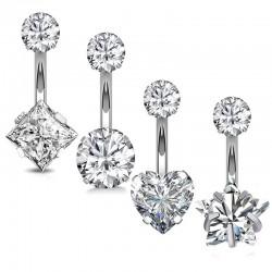 Titanium banana earring for navel piercing PiercedFish TIN05-141046 (stones 4 and 6 mm)
