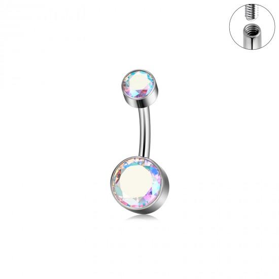 Titanium banana earring for navel piercing PiercedFish TIN05-141046 (stones 4 and 6 mm) Titanium banana earring for navel piercing PiercedFish TIN05-141046 (stones 4 and 6 mm)