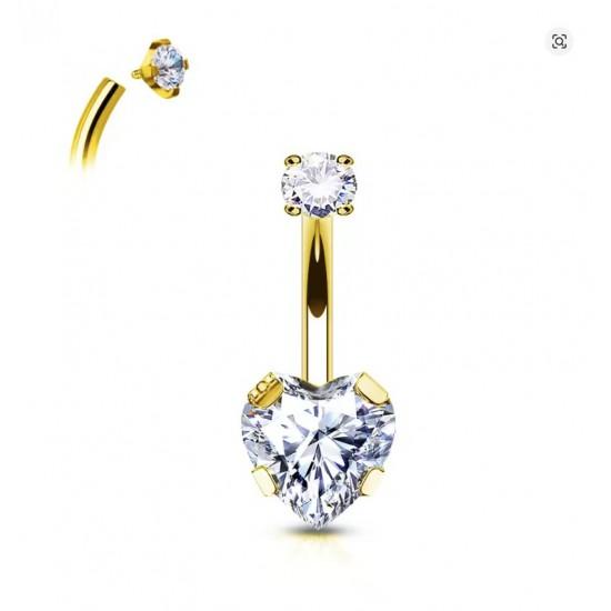 Титан сережки-банан серце для пірсингу пупка TIN16