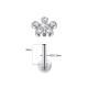Steel labret earring with flower-shaped cluster wrap with cubic zirconia PF LSIL01-K for piercing ear cartilage, helix, tragus.