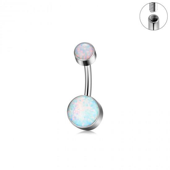 Титанова сережка-банан для пірсингу пупка PiercedFish TIN06 (камені 4 та 6 мм)