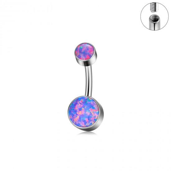 Титанова сережка-банан для пірсингу пупка PiercedFish TIN06 (камені 4 та 6 мм)