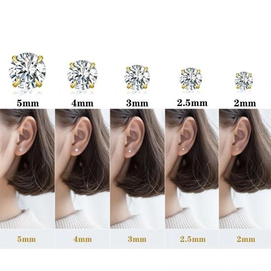 Titanium stud earrings (studs) Spikes T23ER01 with cubic zirconia from 2 to 5 mm (pair)