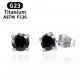 Titanium stud earrings (studs) Spikes T23ER01 with cubic zirconia from 2 to 5 mm (pair)