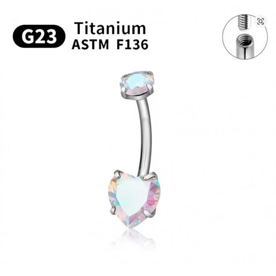 Титан сережки-банан серце для пірсингу пупка TIN16