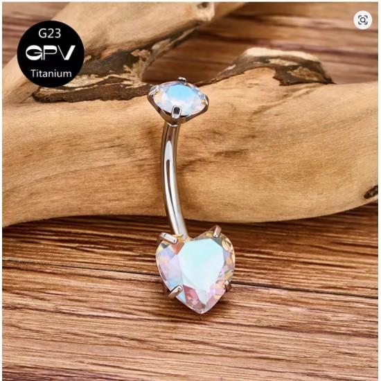 Титан сережки-банан серце для пірсингу пупка TIN16