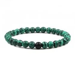 Women's bracelet made of green malachite stone 803-5 with even matte agate (1 pc)