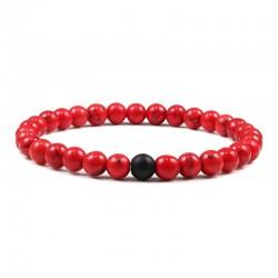 Thin bracelet made of stone 0235-12 red with a bead of matte agate (1 pc)