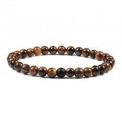 Bracelet AA-6020-1 tiger eye bead black agate matte (1 pc)