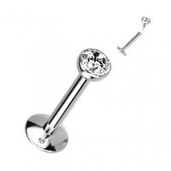 Titanium labret earring for ear and lip piercing PiercedFish TIL03 with crystal