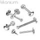 Titanium labret earring for ear and lip piercing PiercedFish TIL03 with crystal