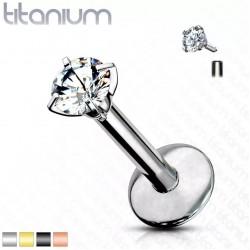 Microlabret earring 1.2 mm made of titanium with cubic zirconia for lip piercing, helix, tragus PiercedFish T23LI3