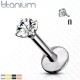 Microlabret earring 1.2 mm made of titanium with cubic zirconia for lip piercing, helix, tragus PiercedFish T23LI3 (1 pc)