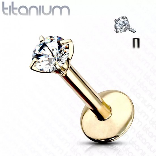 Microlabret earring 1.2 mm made of titanium with cubic zirconia for lip piercing, helix, tragus PiercedFish T23LI3 (1 pc)