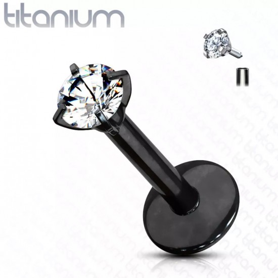 Microlabret earring 1.2 mm made of titanium with cubic zirconia for lip piercing, helix, tragus PiercedFish T23LI3 (1 pc)