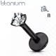 Microlabret earring 1.2 mm made of titanium with cubic zirconia for lip piercing, helix, tragus PiercedFish T23LI3 (1 pc)