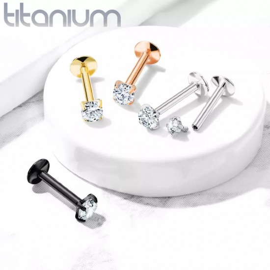 Microlabret earring 1.2 mm made of titanium with cubic zirconia for lip piercing, helix, tragus PiercedFish T23LI3 (1 pc)
