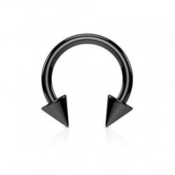 Circular (horseshoe) made of steel with spikes and external thread PiercedFish HT02 earring for septum, ear cartilage, eyebrows, lips, navel, nipples, smile piercing
