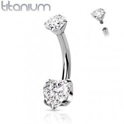 Titanium banana earring for navel piercing PiercedFish TIN05-141046 (stones 4 and 6 mm)