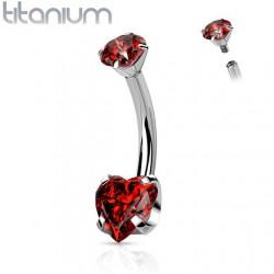 Titanium banana earring for navel piercing PiercedFish TIN05-141046 (stones 4 and 6 mm)