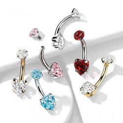 Titanium banana earring for navel piercing PiercedFish TIN05-141046 (stones 4 and 6 mm)