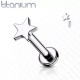 Labret earring made of titanium with star PiercedFish TIL14 for cartilage piercing of the ear, lips (1 pc)