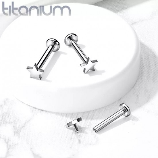 Labret earring made of titanium with star PiercedFish TIL14 for cartilage piercing of the ear, lips (1 pc)