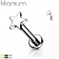 Labret earring made of titanium with star PiercedFish TIL14 for cartilage piercing of the ear, lips (1 pc)