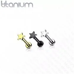 Labret earring made of titanium with star PiercedFish TIL14 for cartilage piercing of the ear, lips (1 pc)