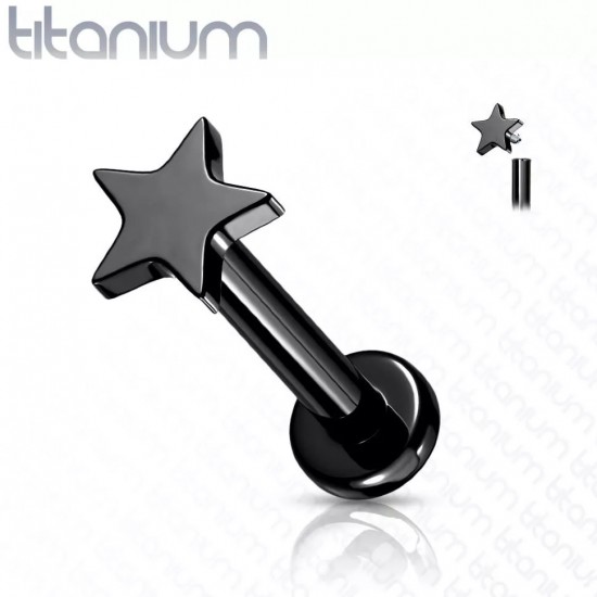Labret earring made of titanium with star PiercedFish TIL14 for cartilage piercing of the ear, lips (1 pc)