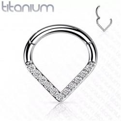 Clicker ring made of titanium with cubic zirconia PiercedFish RHT61 earring for septum, tragus and helix piercings, eyebrows