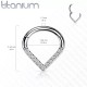 Титанове кільце-клікер з фіанітом, сережка для пірсингу в ніс та у вухо, 1.2×8–10 мм, PiercedFish (1 шт.)