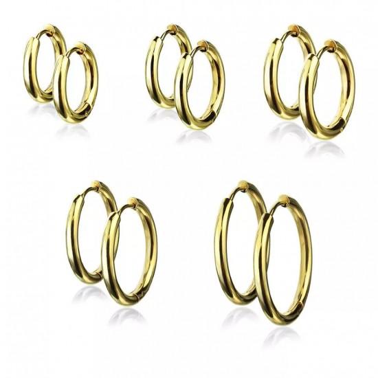 Сережки-кільця Spikes SE3065G сталеві кольори жовте золото - Сережки Каблучки