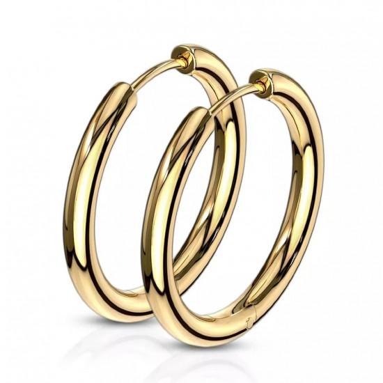 Сережки-кільця Spikes SE3065G сталеві кольори жовте золото - Сережки Каблучки