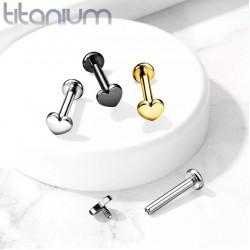 Titanium labret earring with heart PiercedFish TIL13 for Monroe, Tragus, Helix piercings