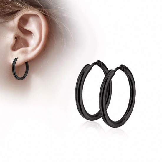 Spikes SE3065K steel hoop earrings black (pair)