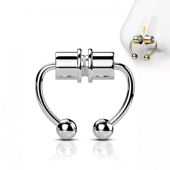 Magnetic fake septum (fake earring, nose clip, ear) made of steel PiercedFish SEPF01 imitation horseshoe piercing (pair)