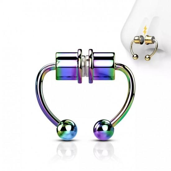 Magnetic fake septum (fake earring, nose clip, ear) made of steel PiercedFish SEPF01 imitation horseshoe piercing (pair)