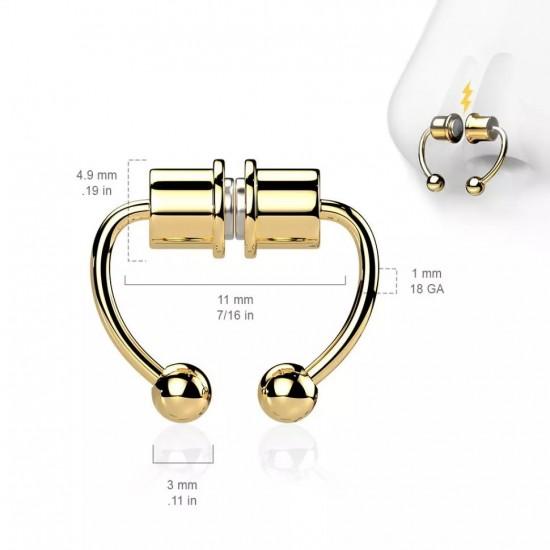 Magnetic fake septum (fake earring, nose clip, ear) made of steel PiercedFish SEPF01 imitation horseshoe piercing (pair)