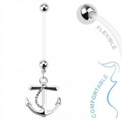 Banana earring for navel piercing with anchor PiercedFish NPG15237 for pregnant women
