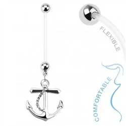 Banana earring for navel piercing with anchor PiercedFish NPG15237 for pregnant women (1 pc)