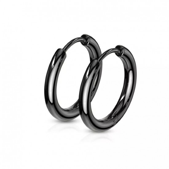 Spikes SE3065K steel hoop earrings black (pair)