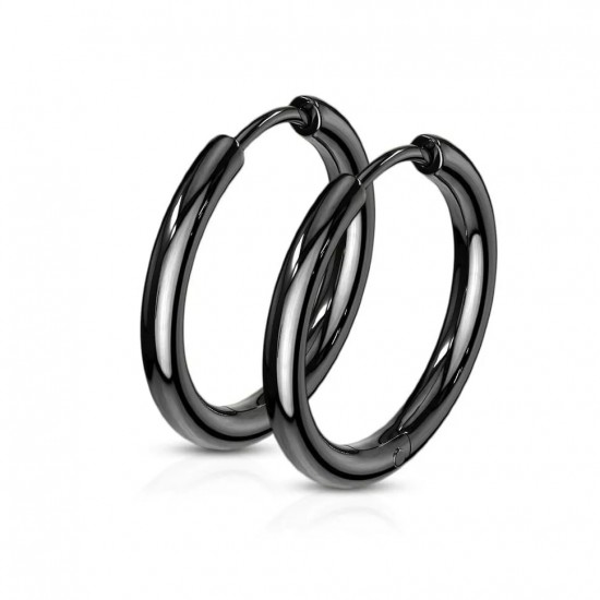 Spikes SE3065K steel hoop earrings black (pair)