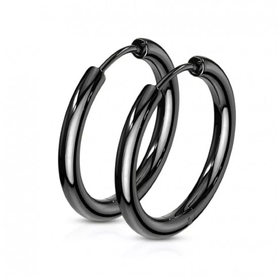 Spikes SE3065K steel hoop earrings black (pair)