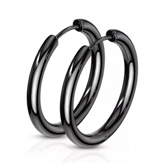 Spikes SE3065K steel hoop earrings black (pair)