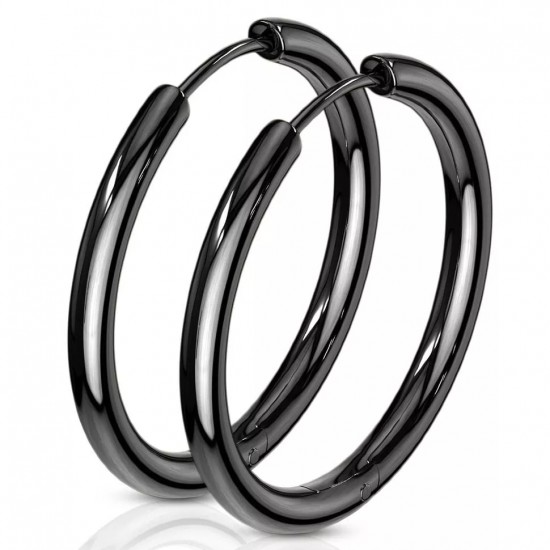 Spikes SE3065K steel hoop earrings black (pair)