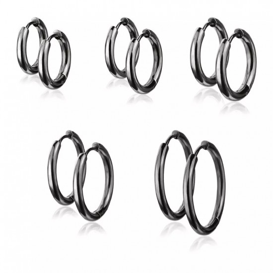 Spikes SE3065K steel hoop earrings black (pair)