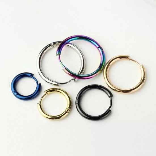 Spikes SE3065K steel hoop earrings black (pair)