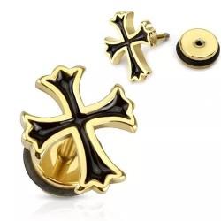 Biker stud earring with carved PiercedFish PSFX-69 in the shape of a cross
